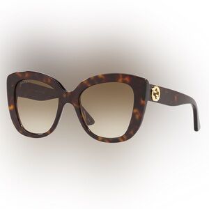 Gucci GG0327S Tortoise Shell Brown Cat Eye Sunglasses Authentic With Case